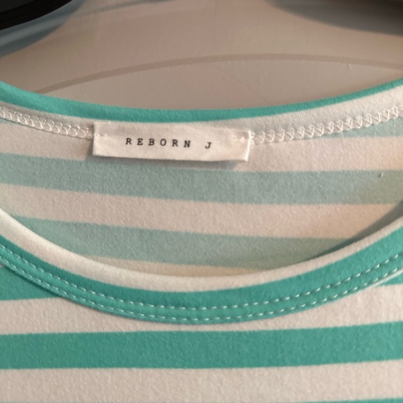 Reborn J Spring Block T Green White Yellow Relaxed Medium Super Soft EUC - Picture 5 of 5